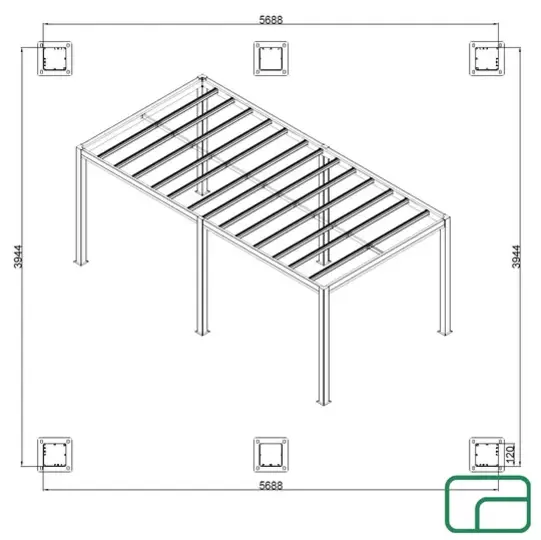 Queen Free Standing Polycarbonate Pergola 4x6m