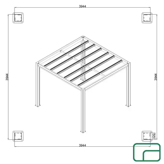 Queen Free Standing Polycarbonate Pergola 4x4m