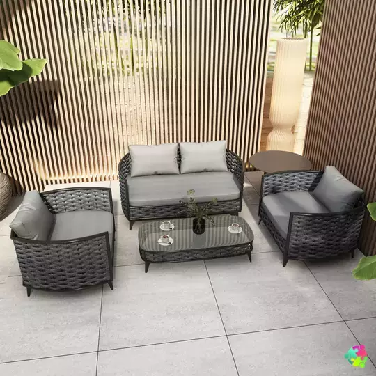 Black Rope Outdoor 4 Seater Set