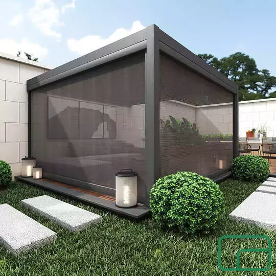 Pergola Drop Screen Electric for Wall-Mounted 4M Side