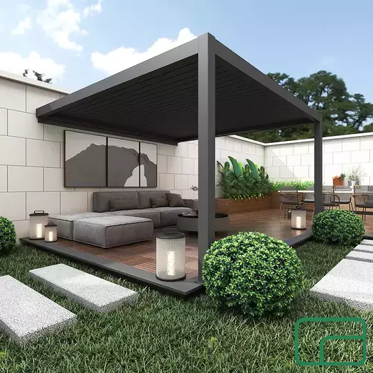 Wall Mounted Pergola Gazebo Electric 3x4m