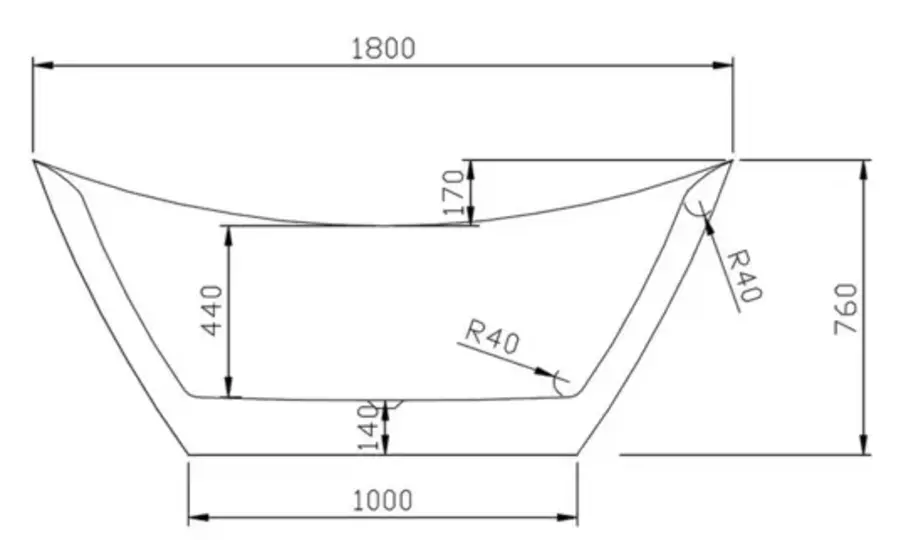 Slipper Bath 1800x770x760mm