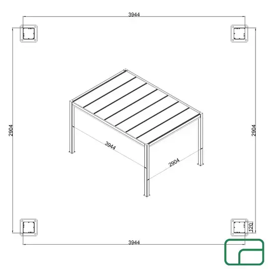 Free Standing Polycarbonate Pergola 3x4m