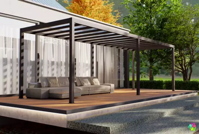 King Free Standing Polycarbonate Pergola 3x8m