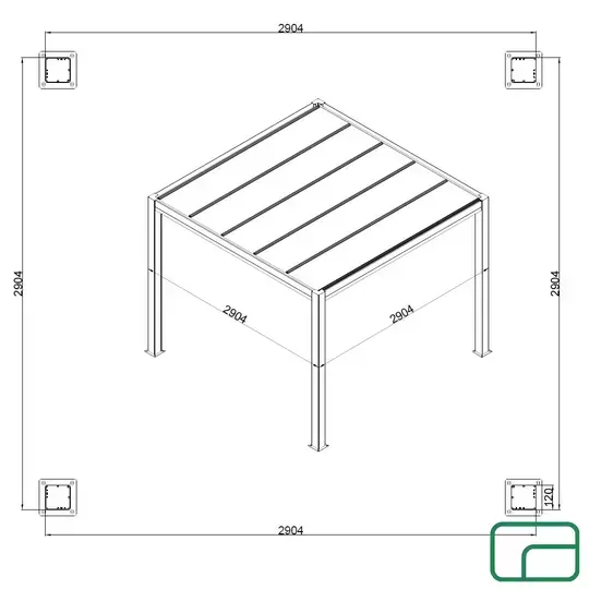 Free Standing Polycarbonate Pergola 3x3m